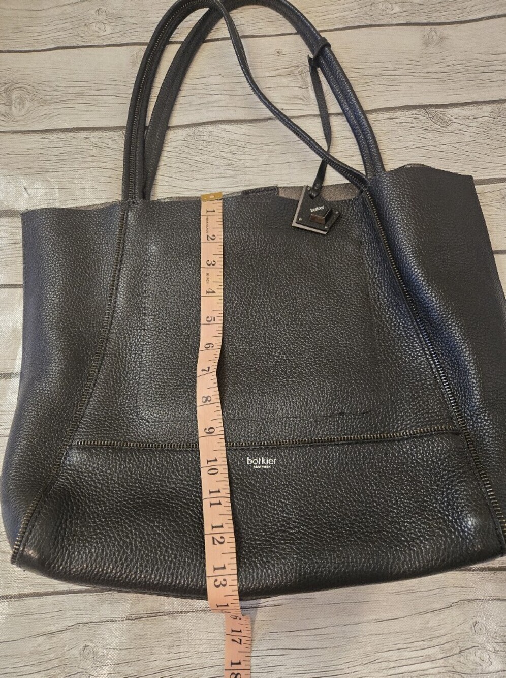 Botkier Soho Unique Zip Accent Black Pebbled Leather Shoulder Tote Bag Large - Picture 15 of 15